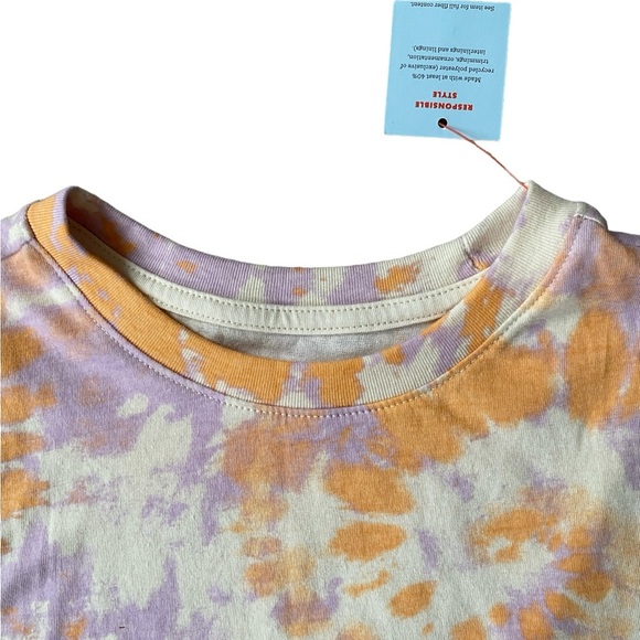 Cat & Jack girls M orange & purple watercolor print stretchy sleeveless tank top - Picture 3 of 7